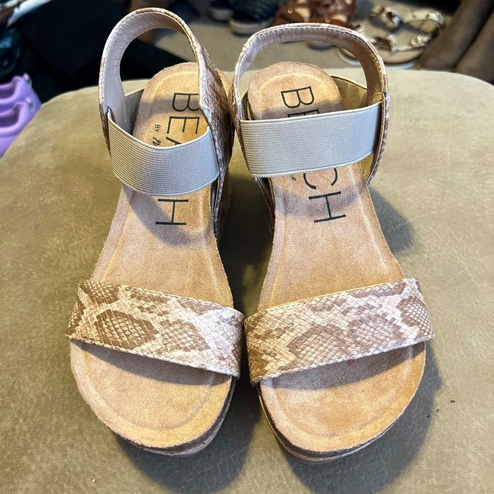 Snakeskin Strapped Platform Sandals by Matisse